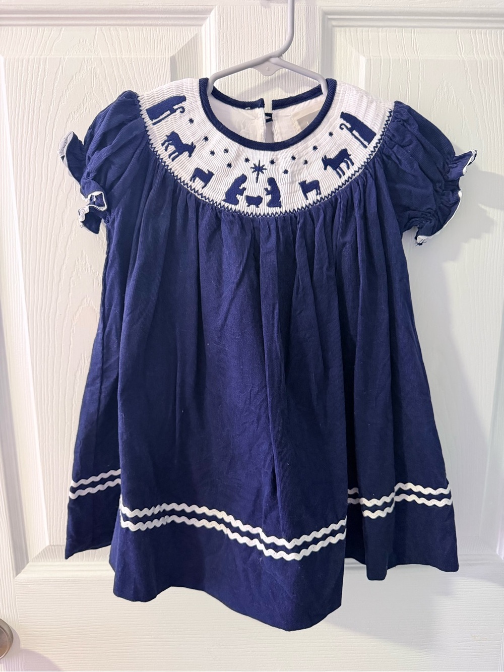 Lil Cactus Classic Navy Smocked Corduroy Nativity Toddler Dress